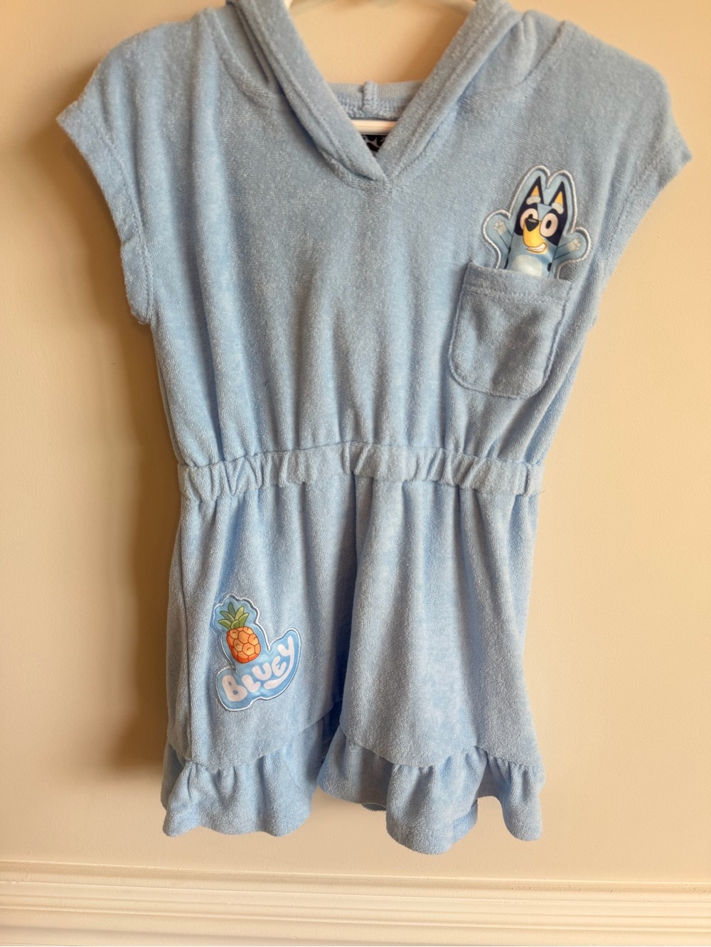 Bluey Toddler Girls Blue Terry Hooded Dress Size 4T